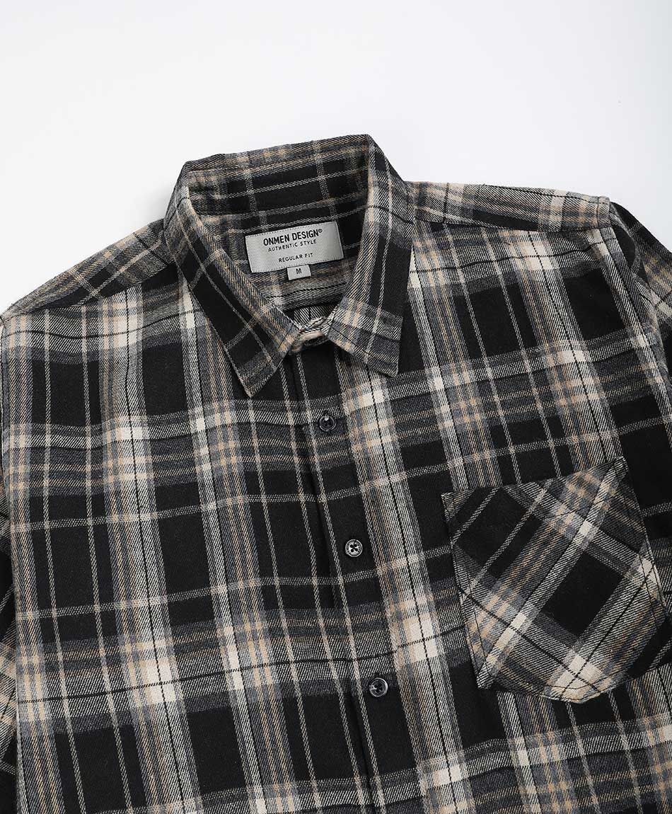 Camisa hombre franela black