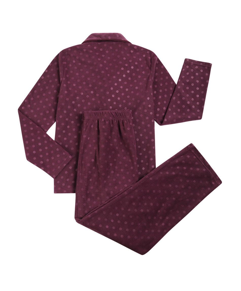 Pijama mujer polar lunares burdeo