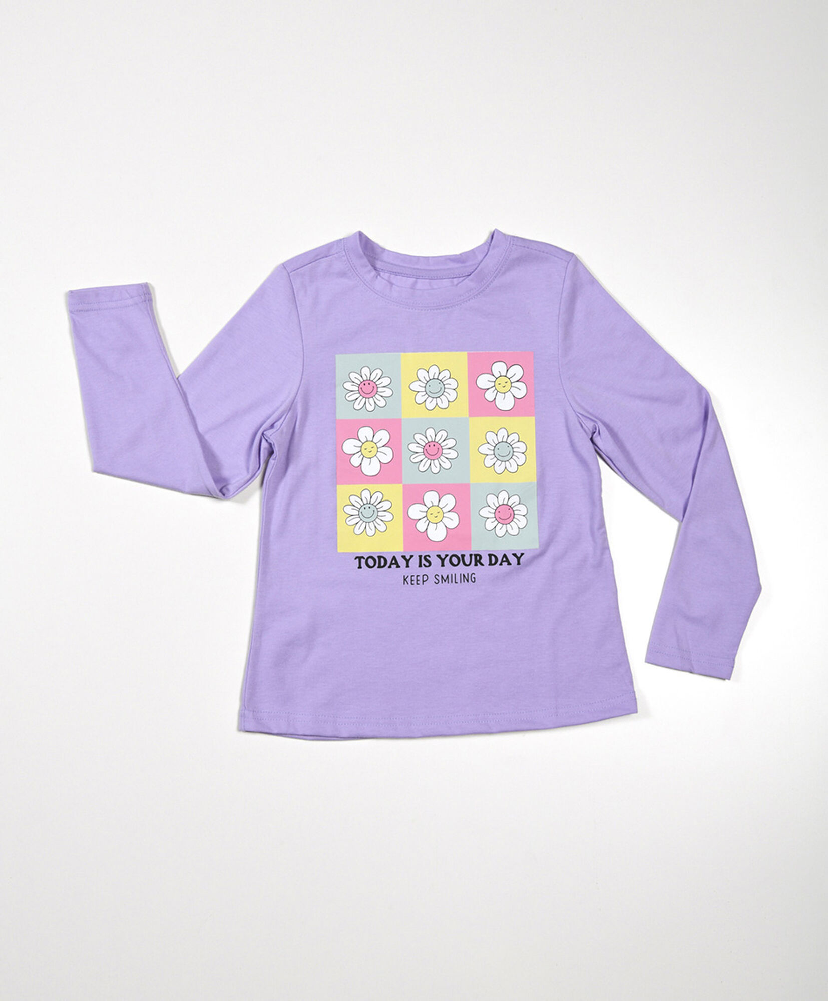 Polera niña cuadros flores Polera niña cuadros flores