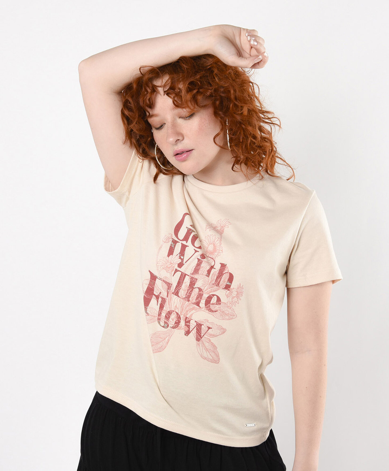 Polera mujer estampado frase con brillos Polera mujer estampado frase con brillos