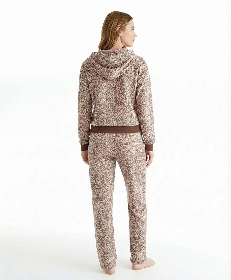 Pijama mujer coral animal print gorro