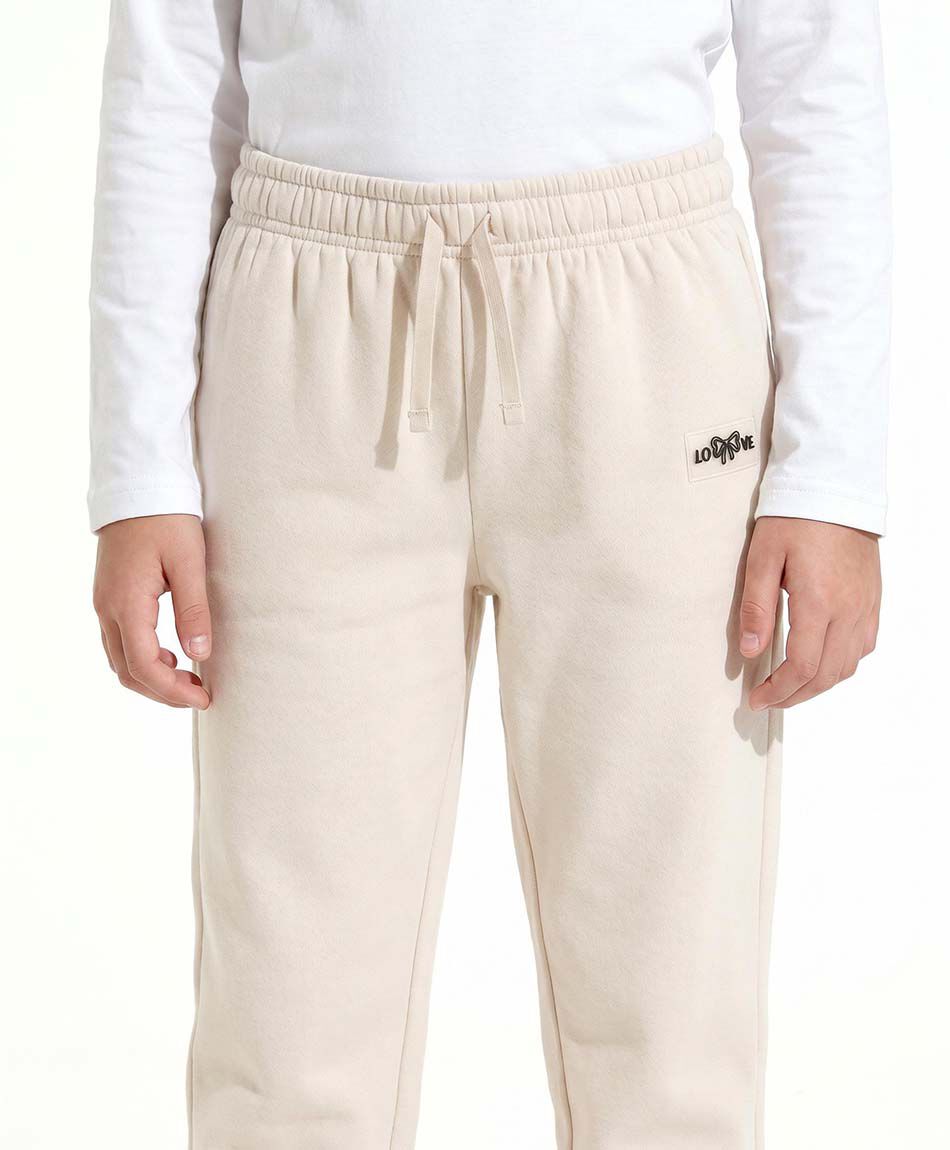 Pantal&oacute;n buzo ni&ntilde;a b&aacute;sico beige