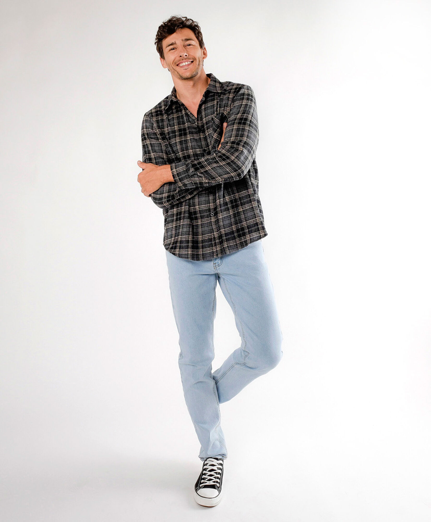 Camisa hombre franela cuadrille bicolor Camisa hombre franela cuadrille bicolor