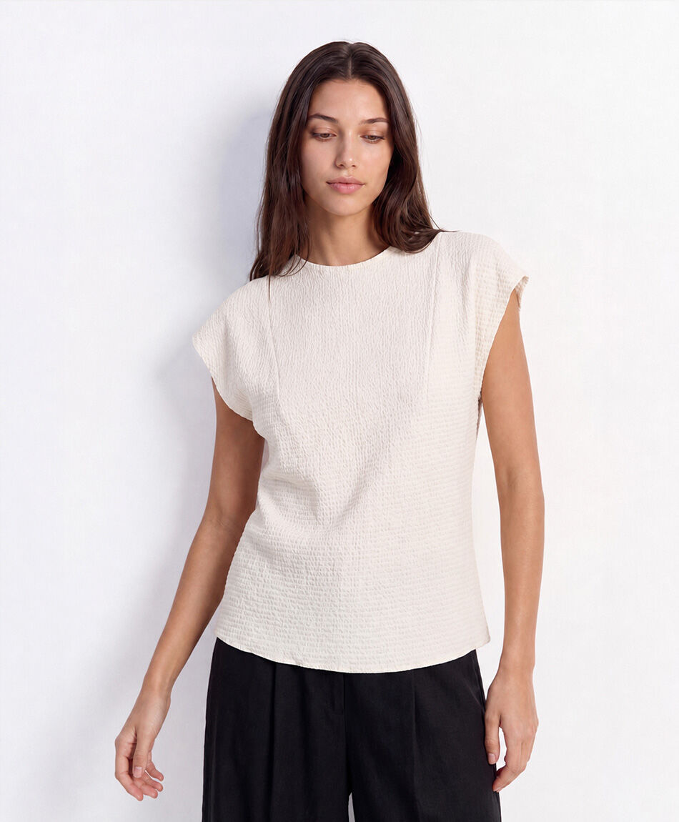 Polera mujer mini cuello textura