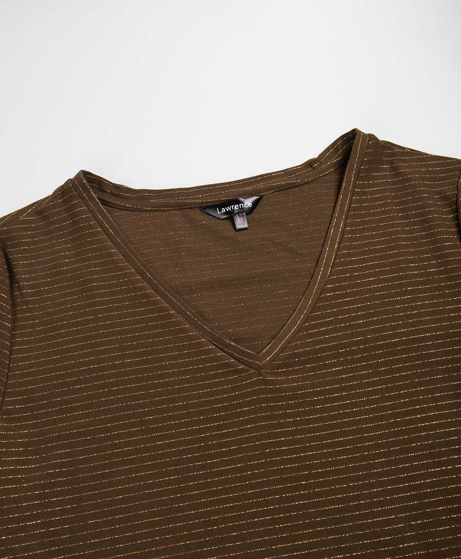 Polera mujer rayas doradas