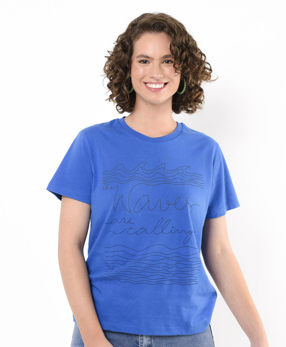 Polera mujer estampado olas