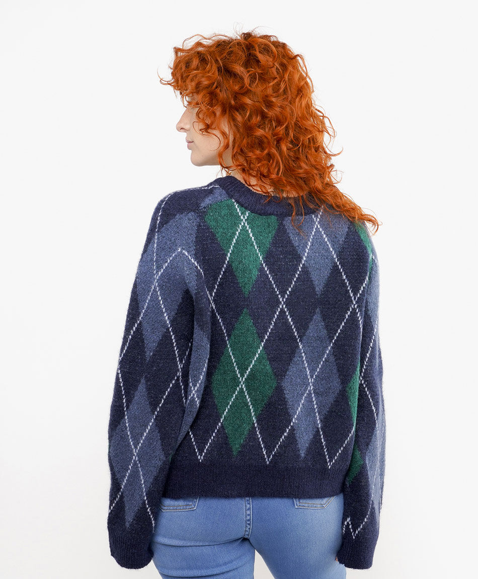 Sweater mujer rombos bicolor