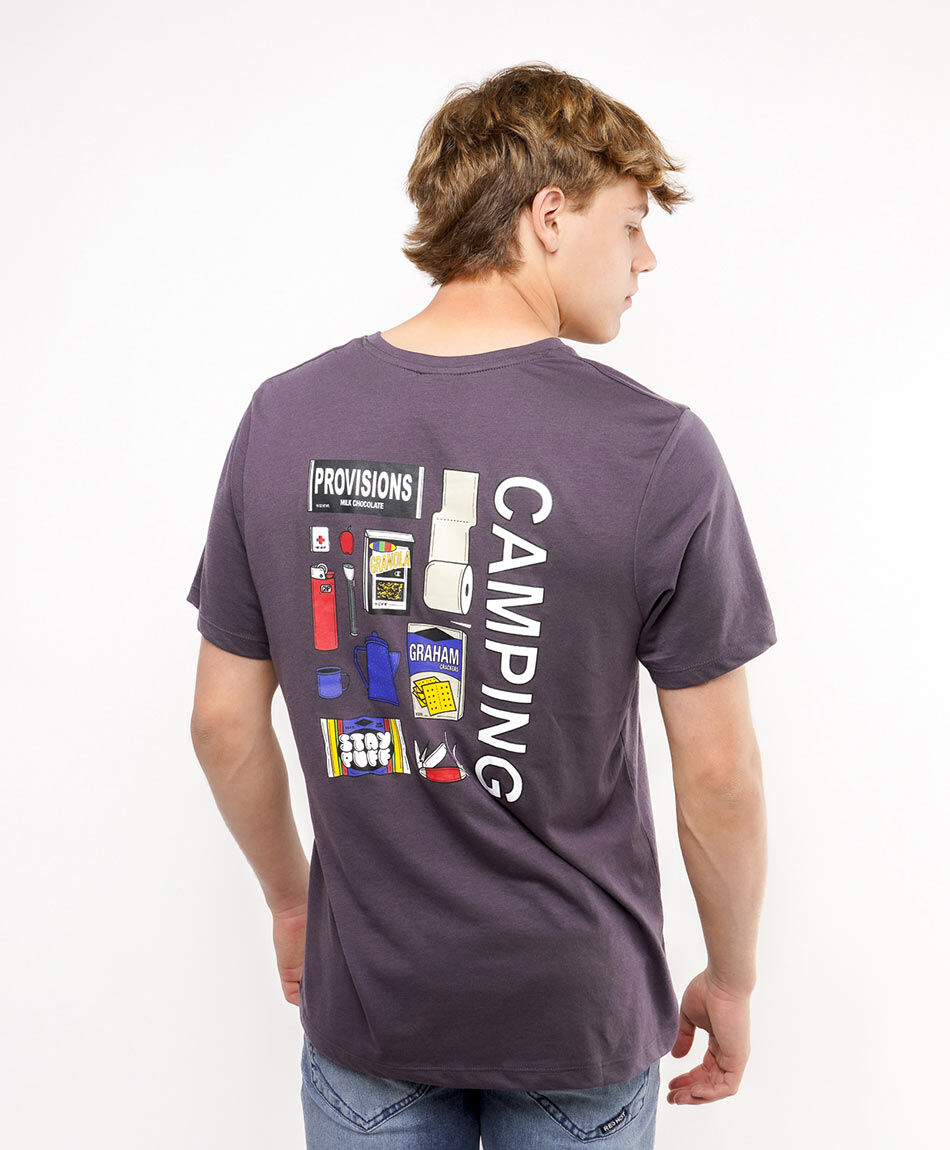 Polera hombre doble estampado camping