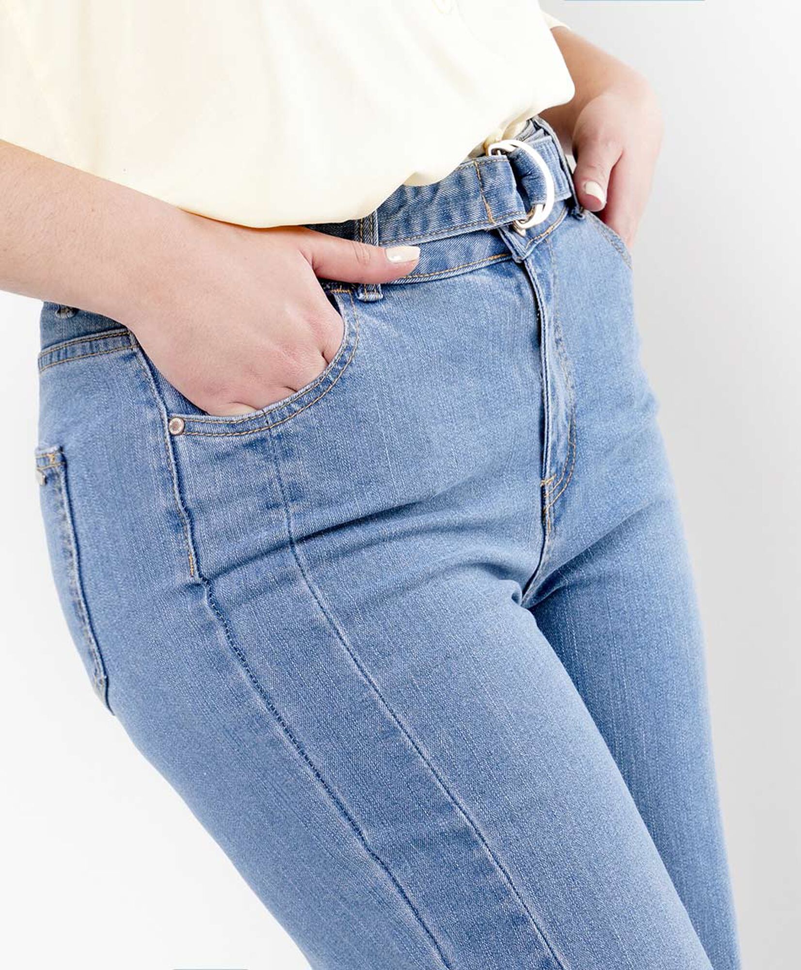 Jeans mujer cinturón denim wide Jeans mujer cinturón denim wide
