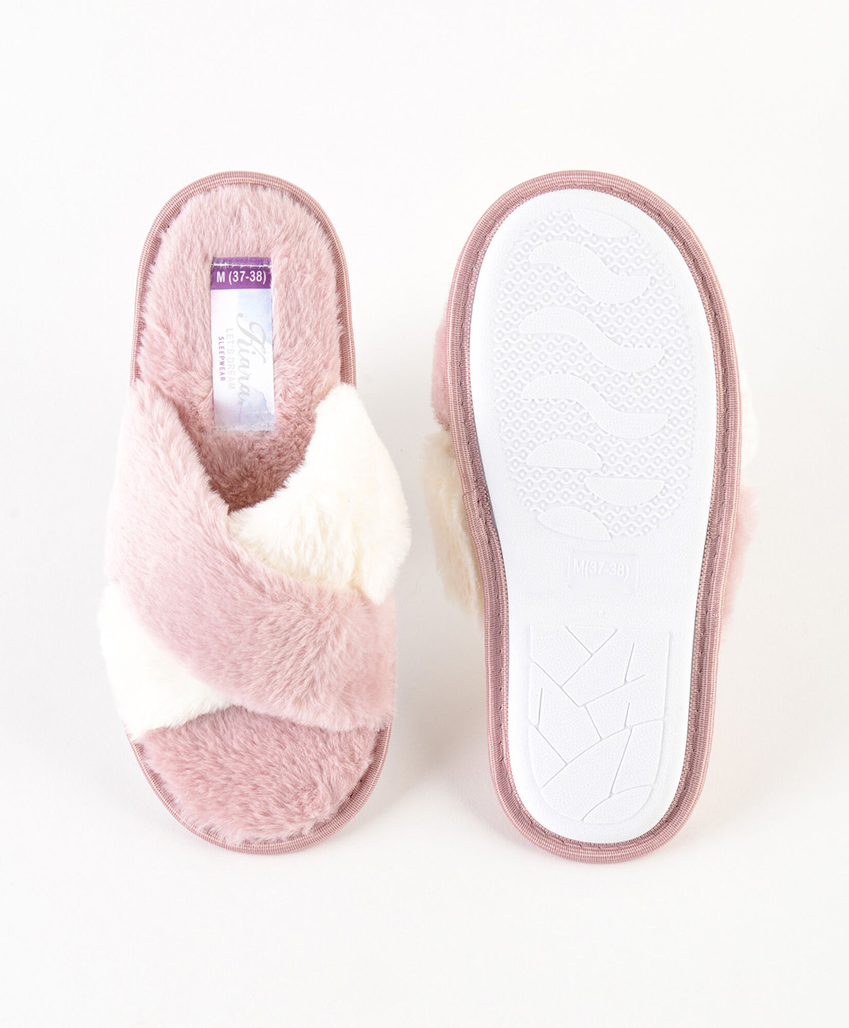 Pantufla mujer cruzada rosada Pantufla mujer cruzada rosada