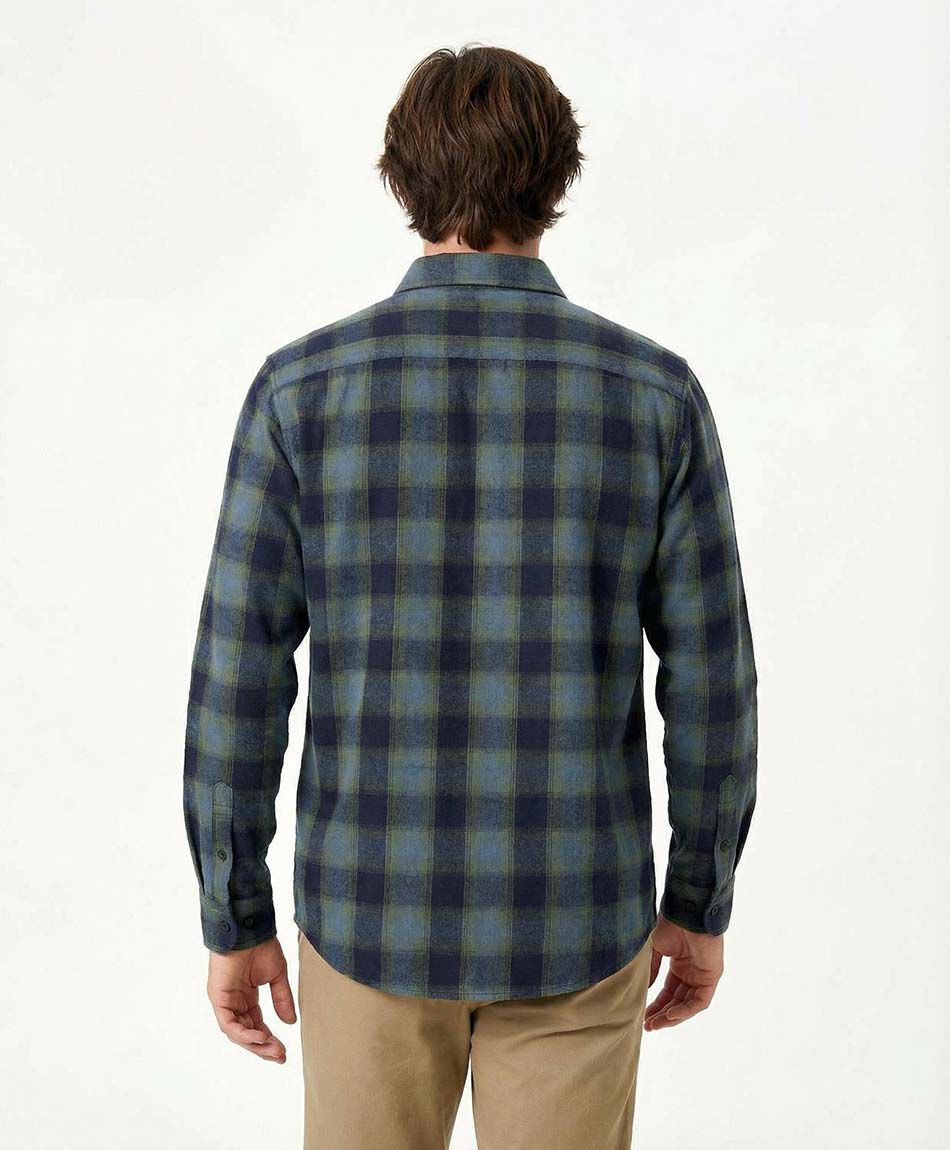 Camisa hombre azul franela