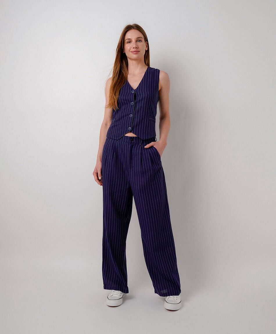 Pantal&oacute;n mujer rayas lino