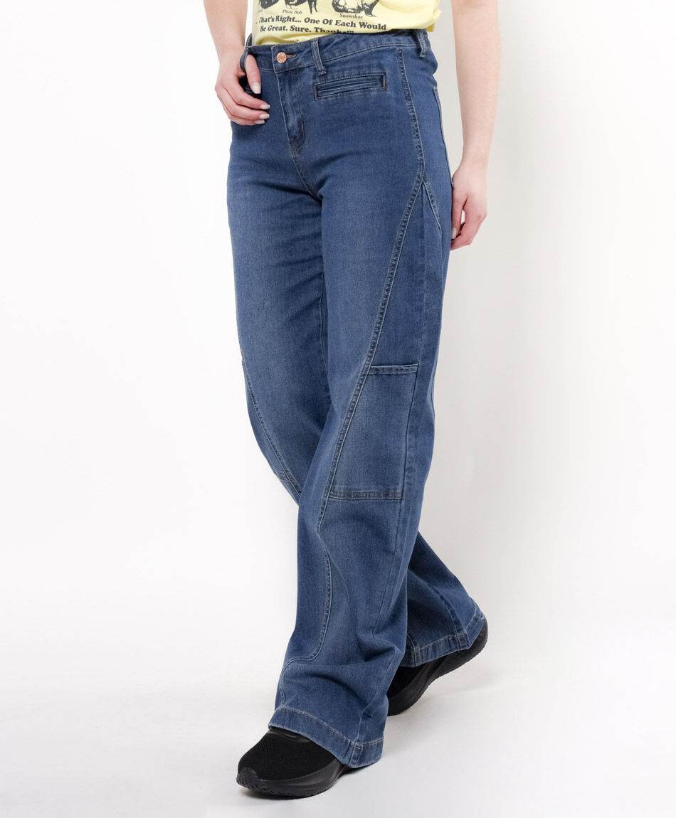 Jeans mujer bolsillos laterales wide