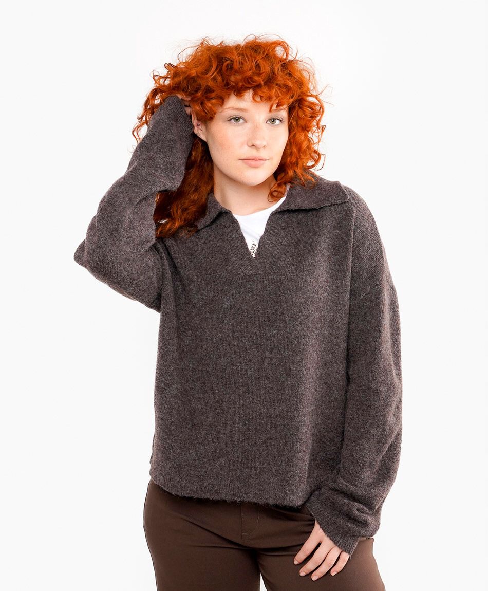 Sweater mujer cuello polo