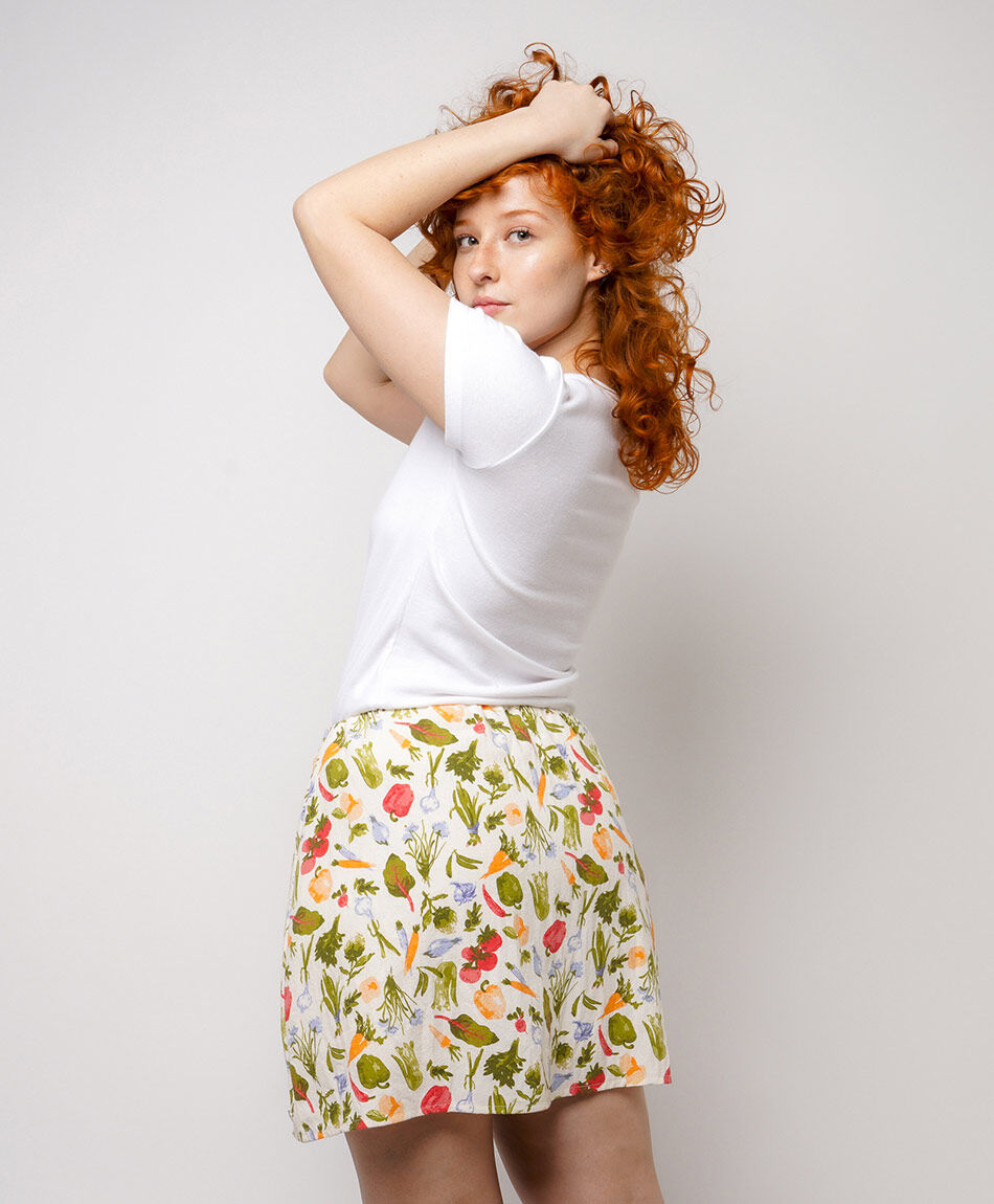 Falda mujer short print verduras