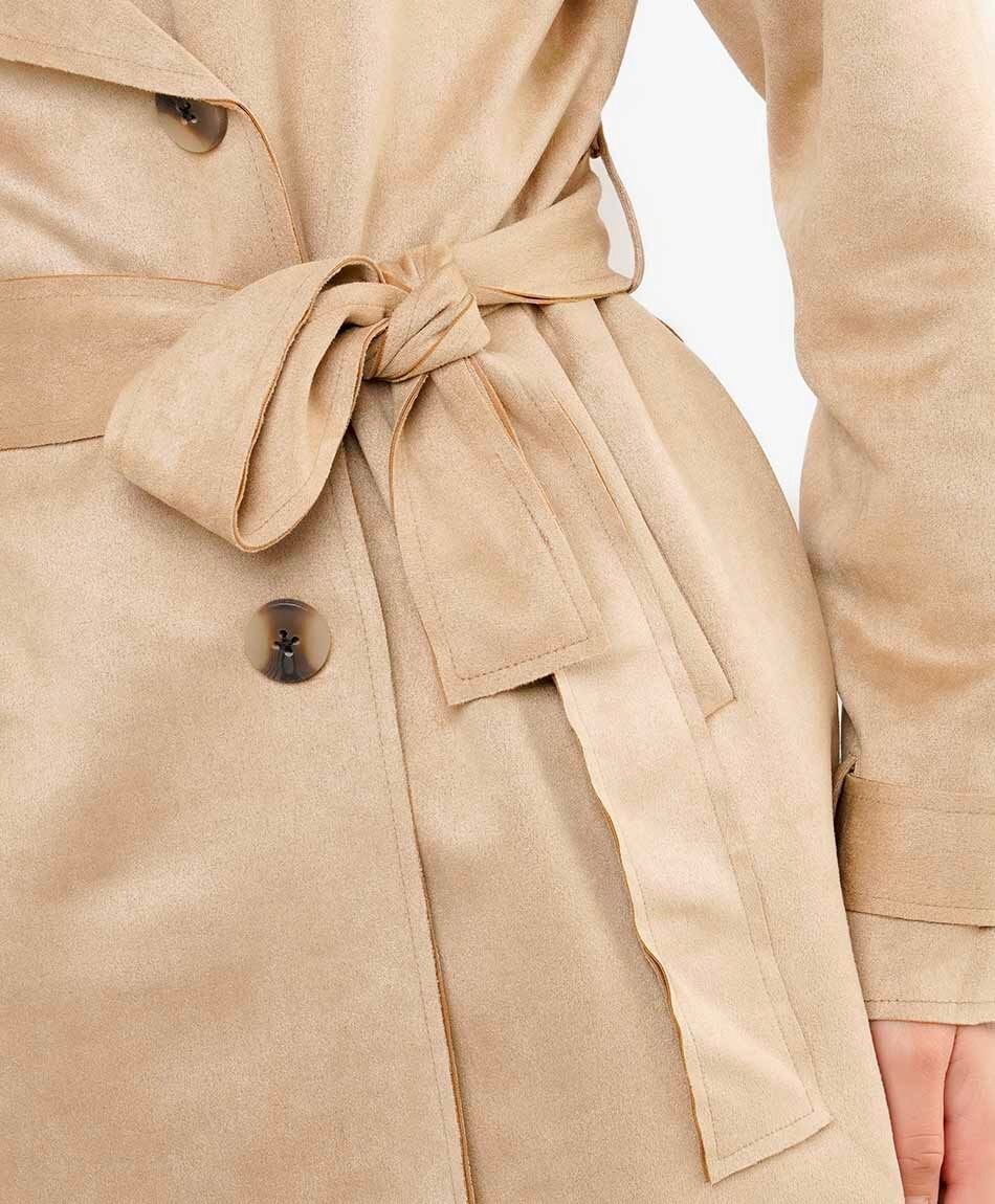 Abrigo mujer trench liso beige