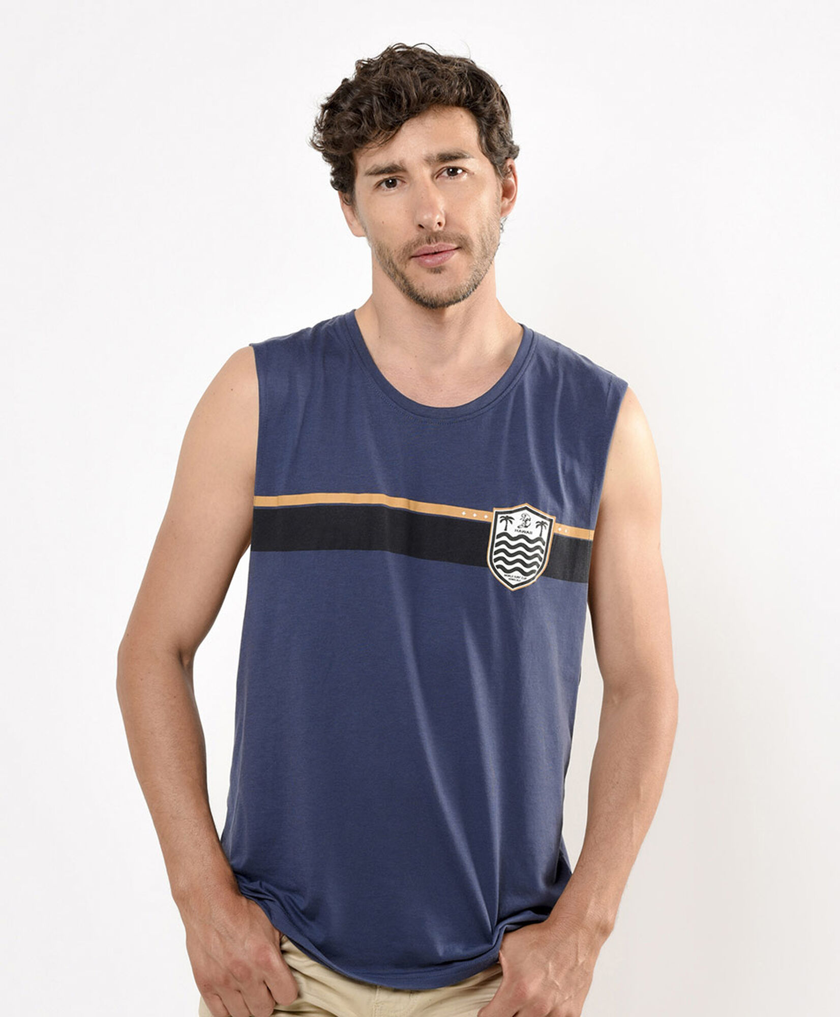 Polera hombre tricolor sin mangas Polera hombre tricolor sin mangas