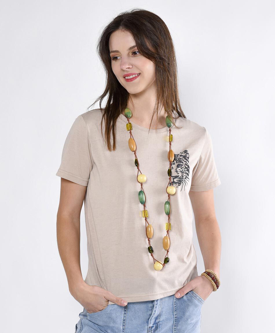 Polera manga corta cuello redondo