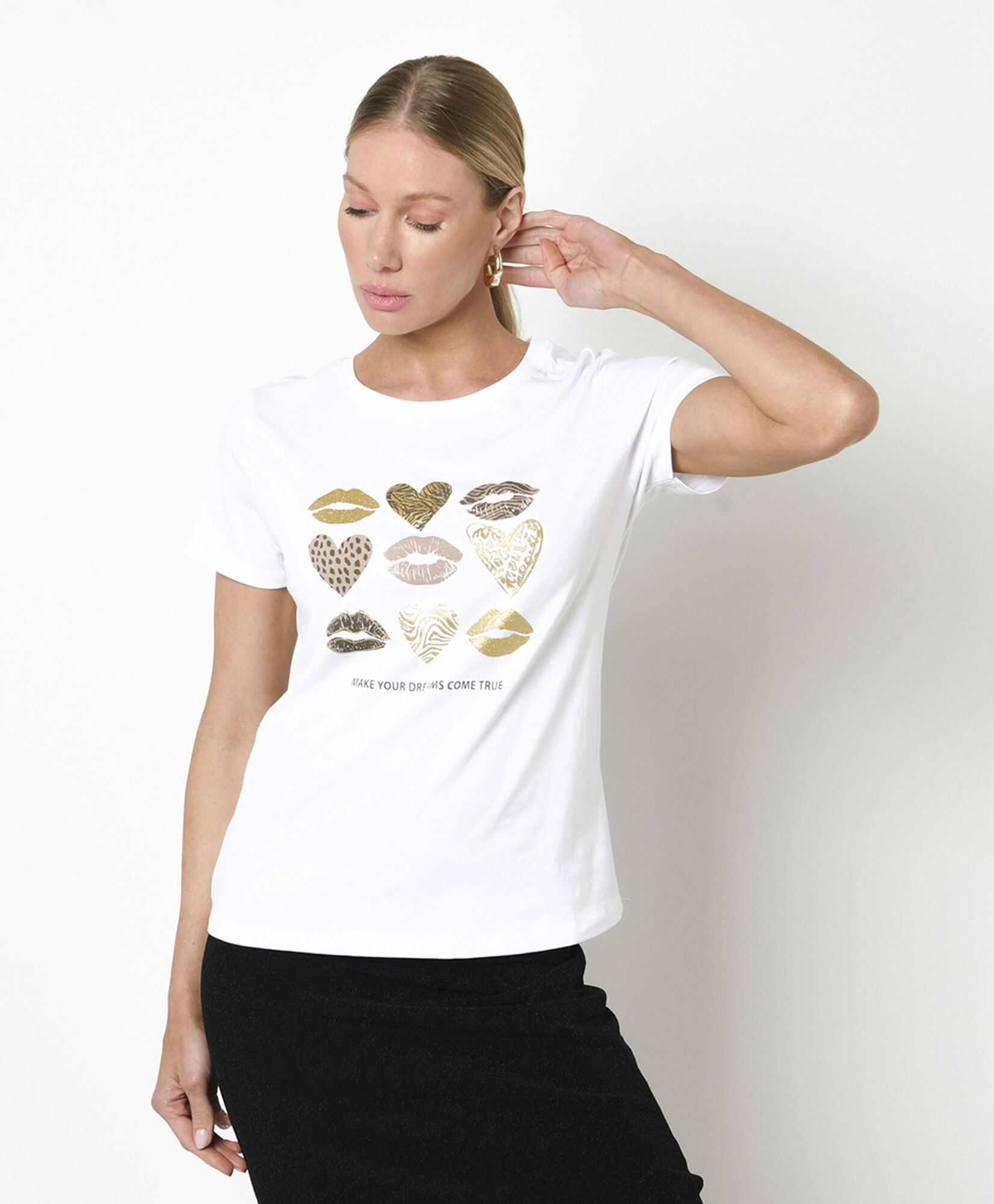 Polera mujer estampado besos Polera mujer estampado besos