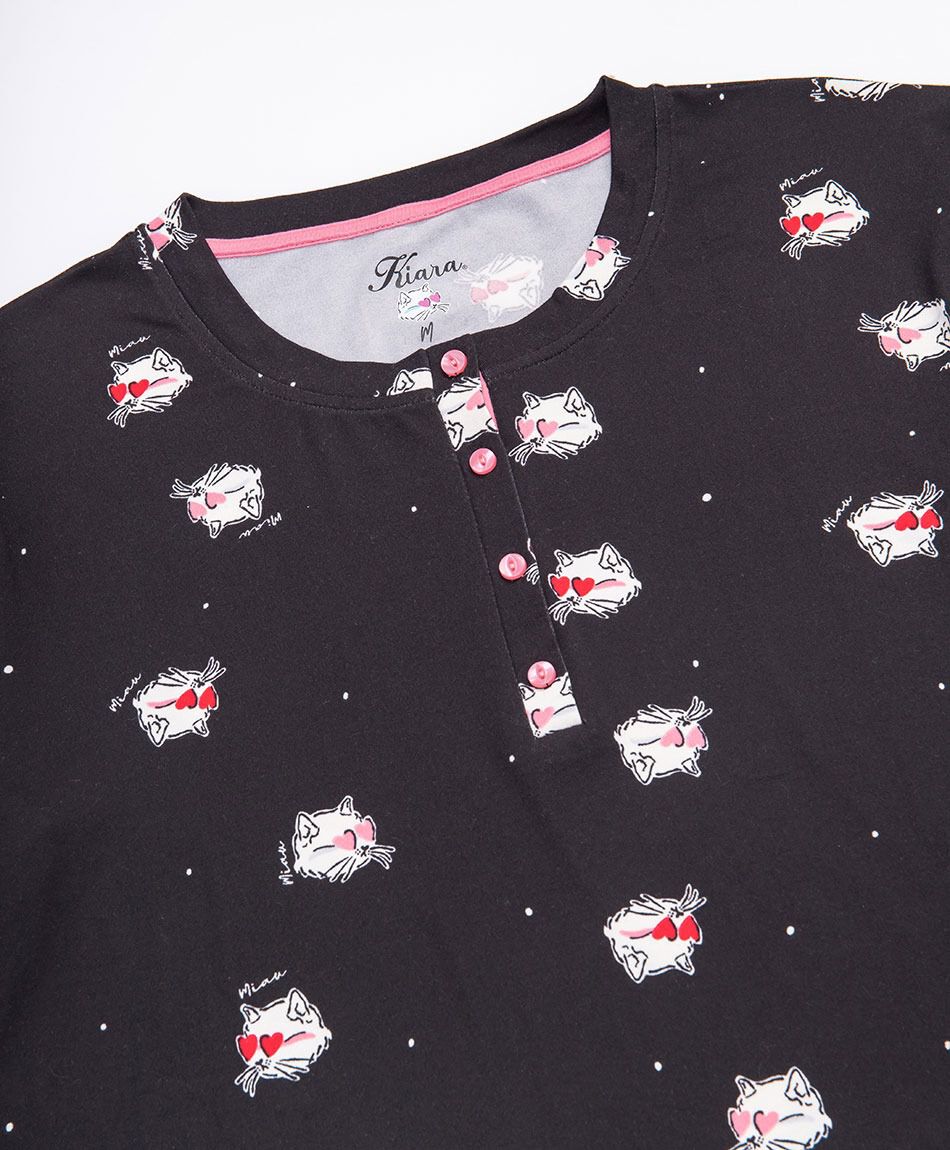 Camisola mujer botones gatitos