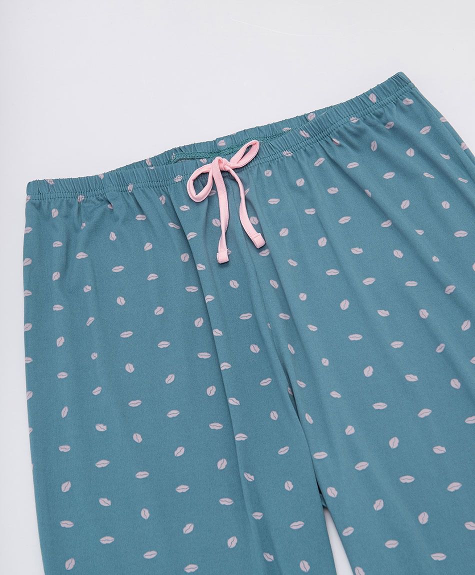 Pijama mujer capri letras puntos