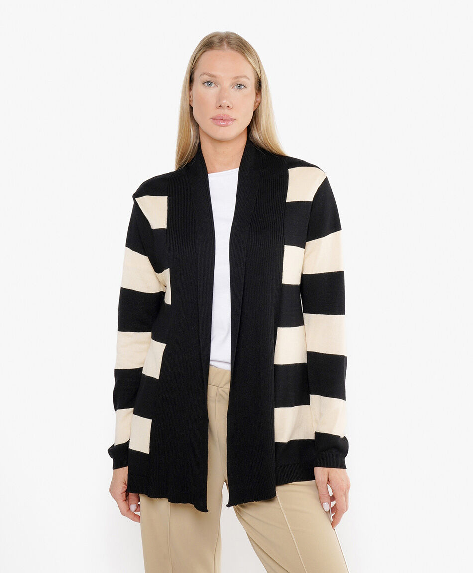 Cardigan mujer l&iacute;neas bicolor