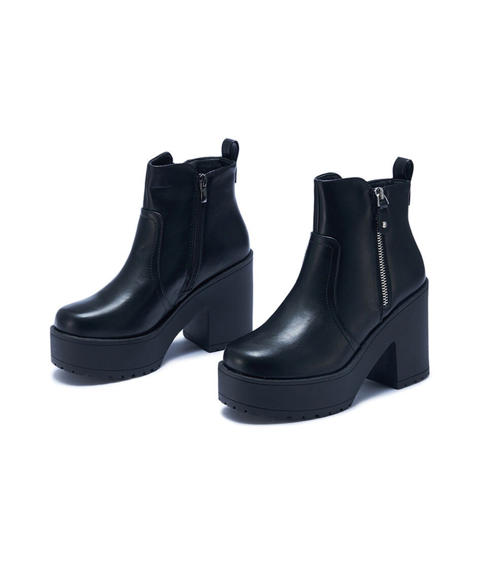 Bot&iacute;n mujer black plataforma alta
