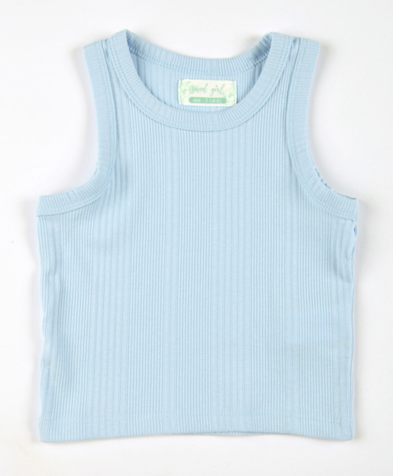 Polera niña acanalada celeste Polera niña acanalada celeste