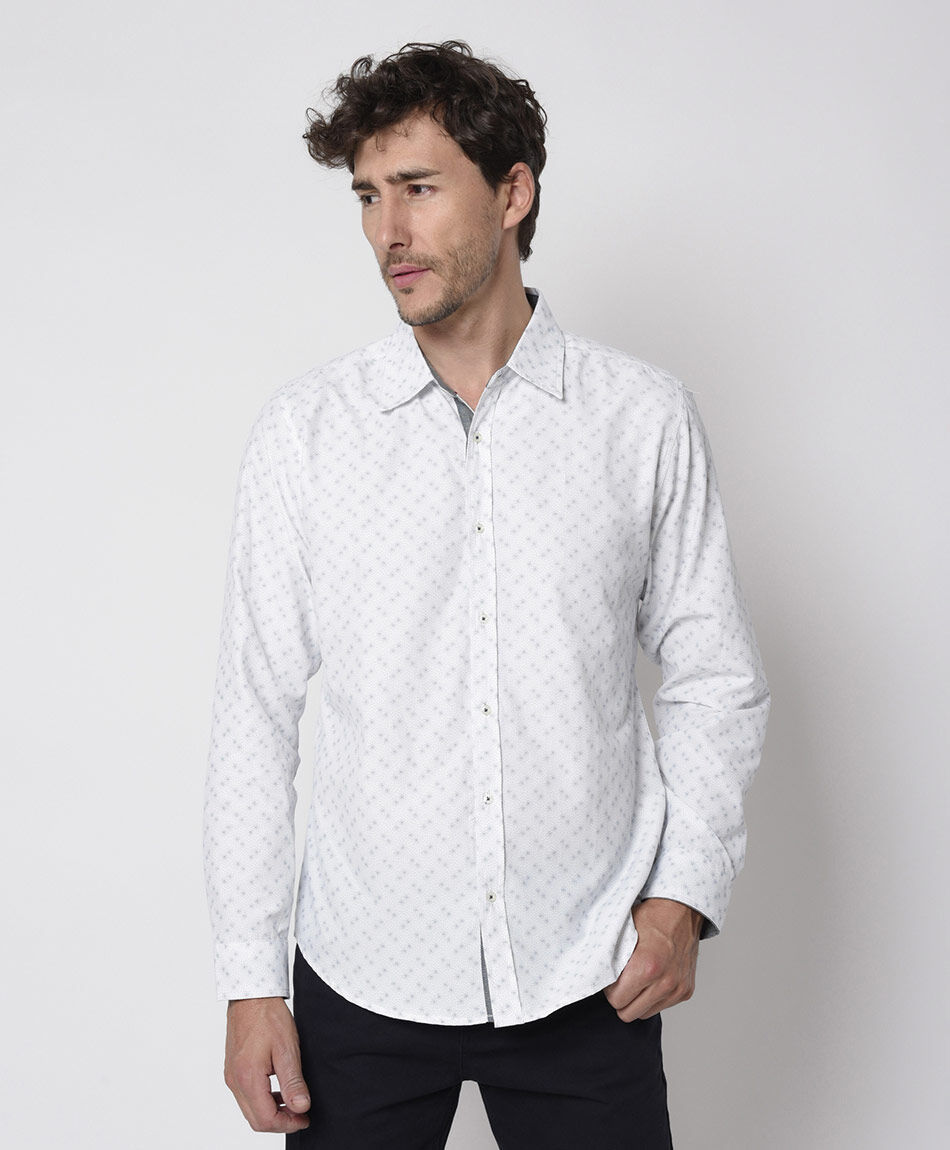 Camisa hombre puntitos manga larga