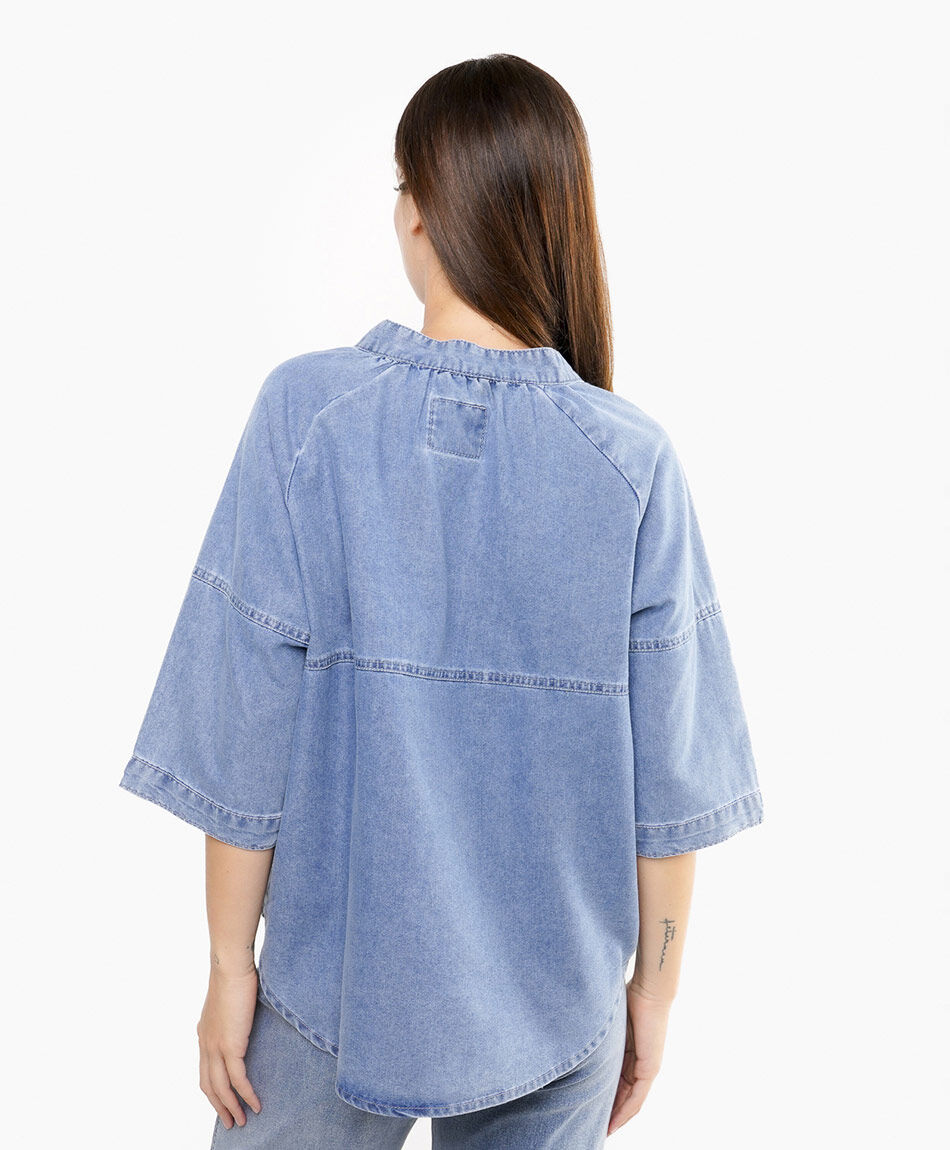 Blusa mujer denim bordado