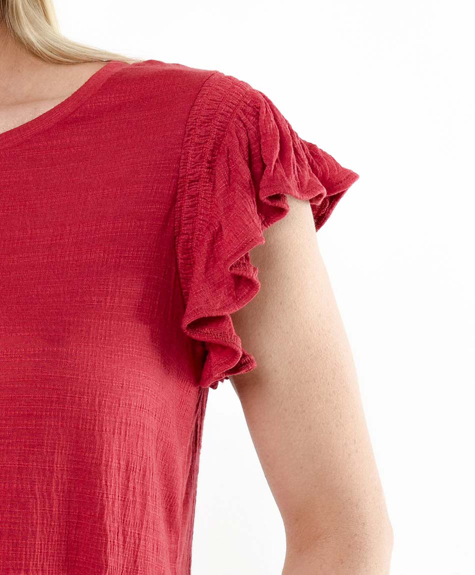Polera mujer vuelitos en hombros Polera mujer vuelitos en hombros