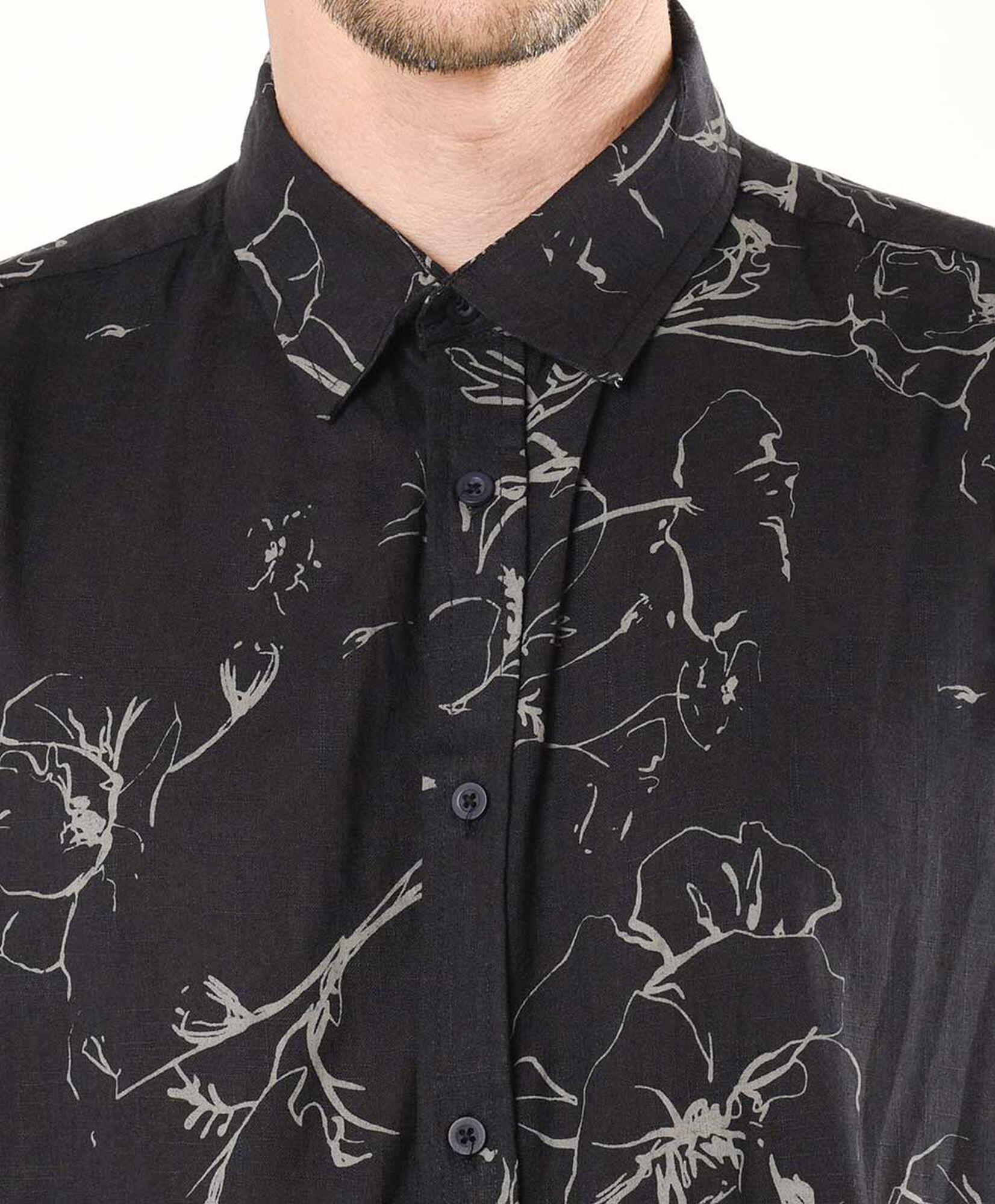 Camisa hombre flor negra Camisa hombre flor negra