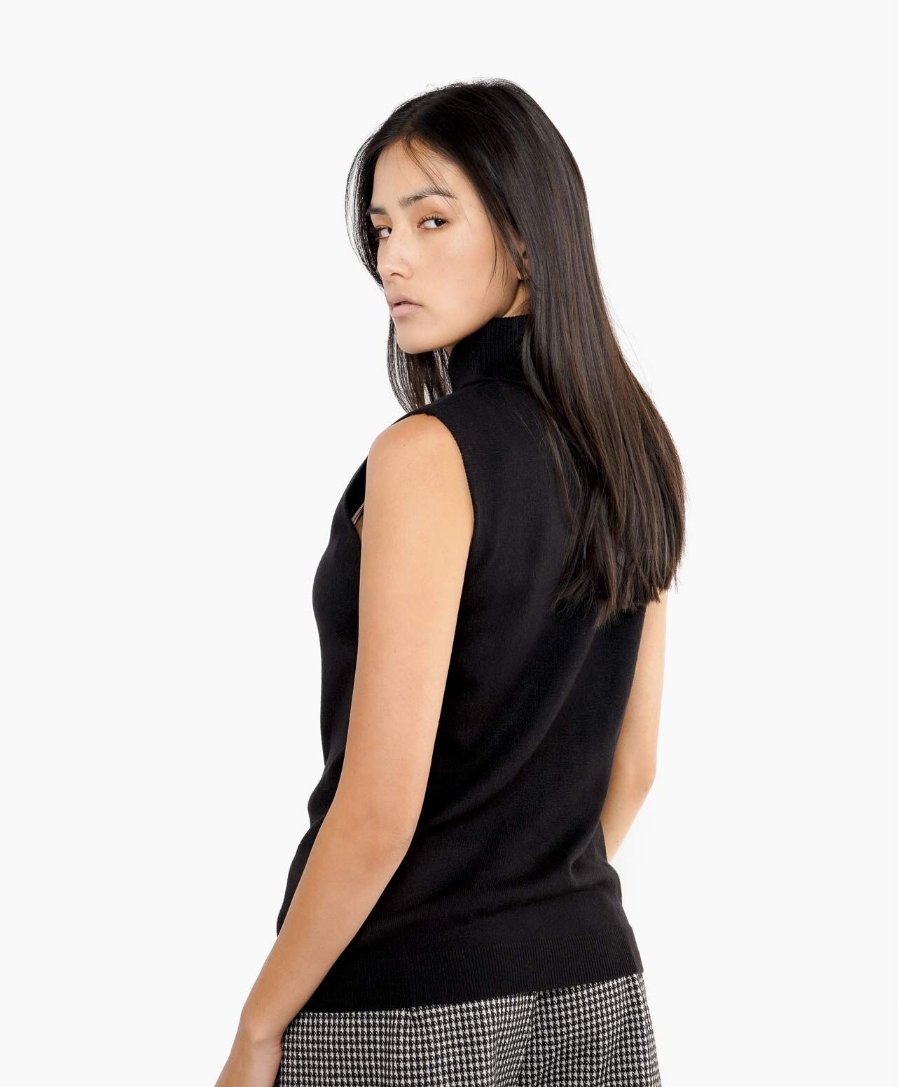 Sweater mujer sin mangas caf&eacute;