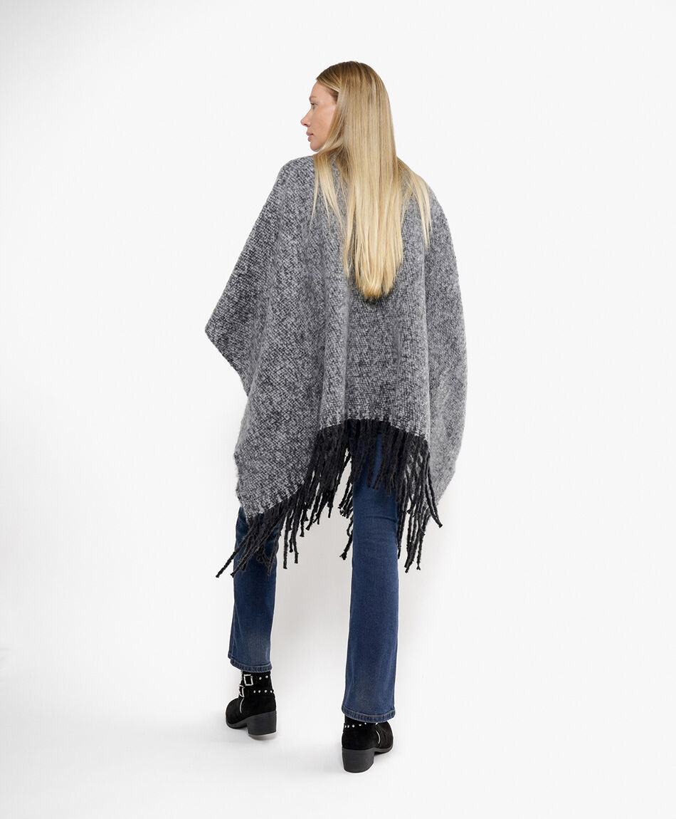 Poncho mujer dise&ntilde;o gris jaspeado