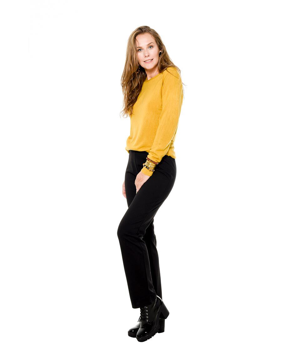 Pantalon elasticado recto liso