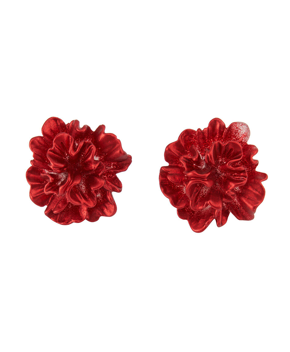 Aros mujer flor roja
