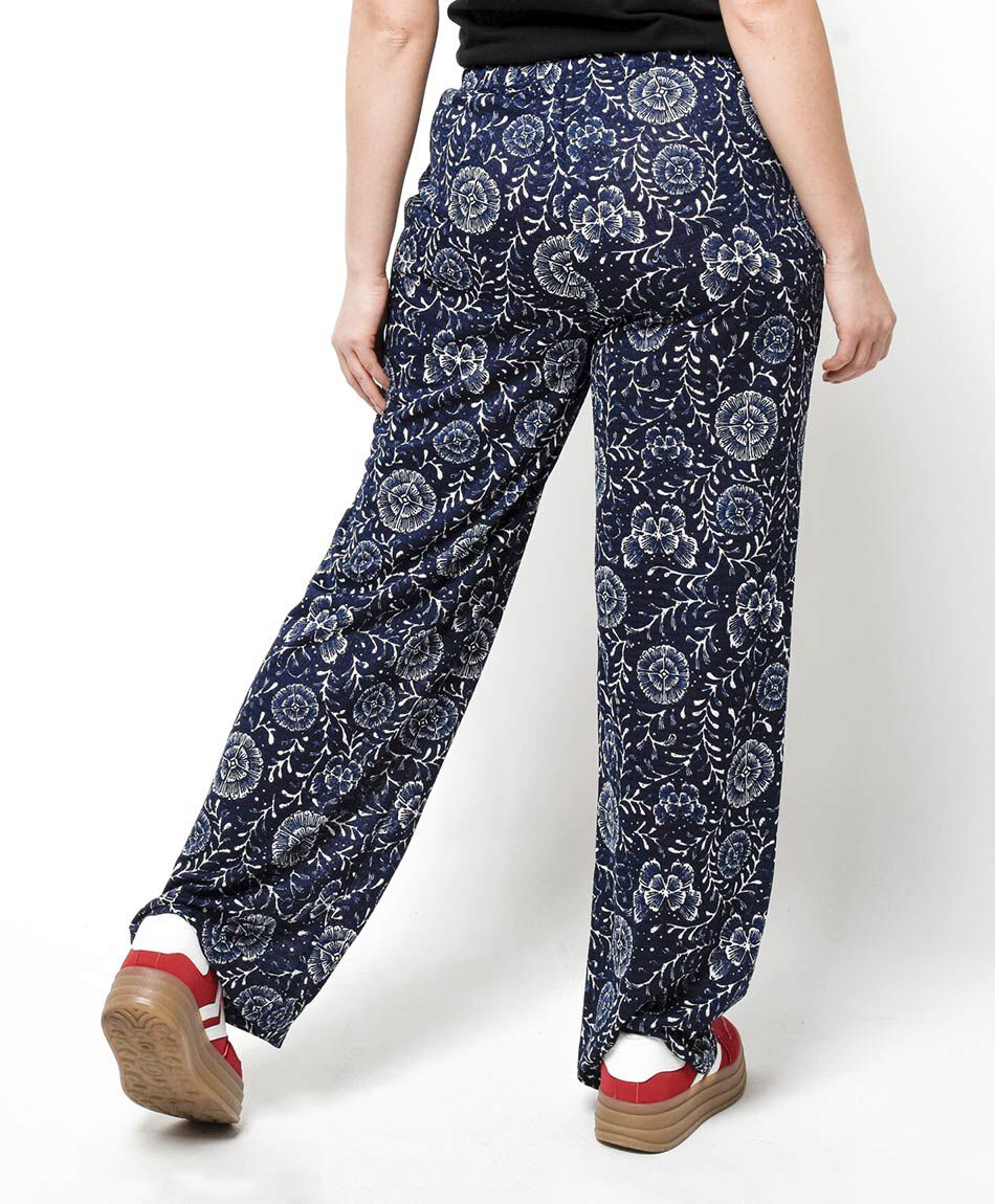 Pantal&oacute;n mujer print azul