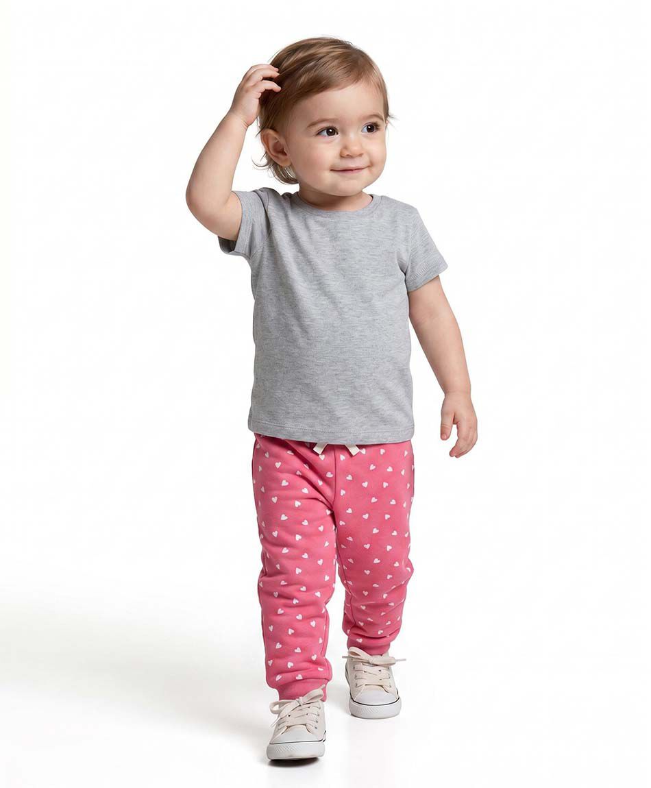 Pantal&oacute;n buzo beb&eacute; corazones