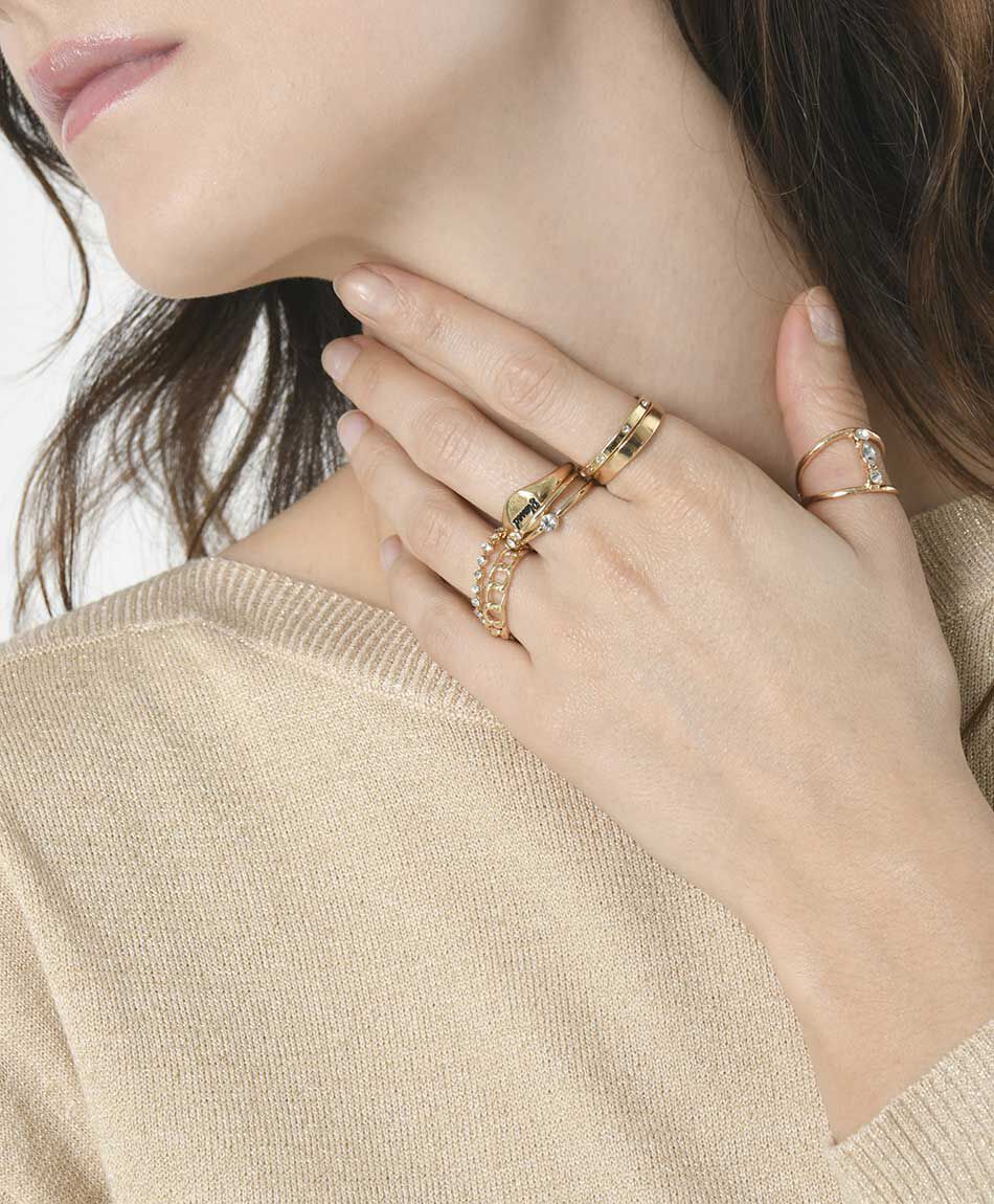 Set 8 anillos mujer piedras mix