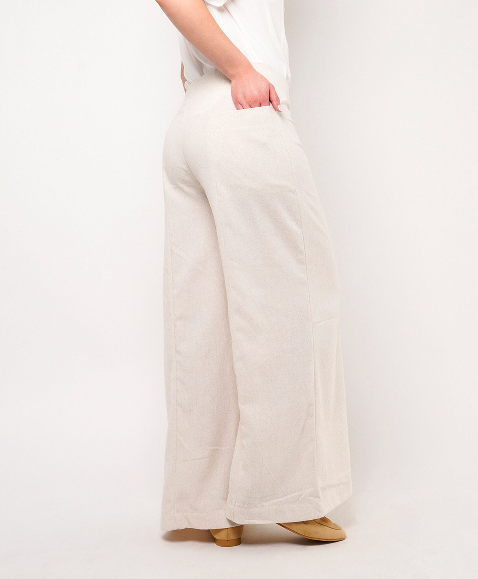 Pantalón mujer tiro alto liso wide leg Pantalón mujer tiro alto liso wide leg