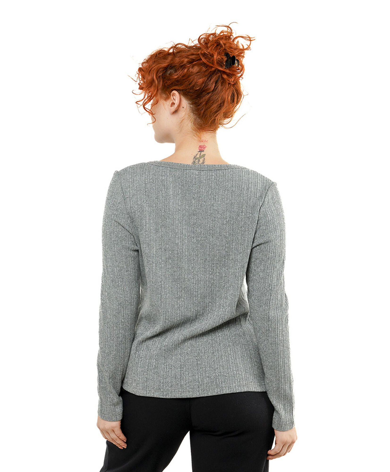 Polera mujer acanalada detalles cuello Polera mujer acanalada detalles cuello