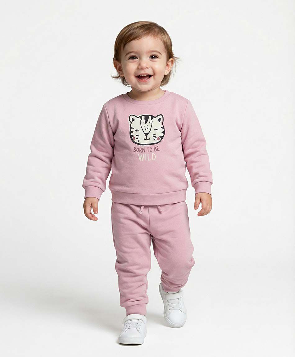 Set buzo beb&eacute; wild rosado