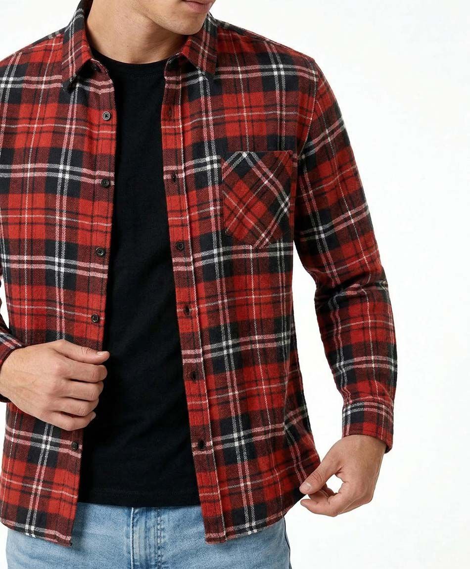 Camisa hombre franela roja