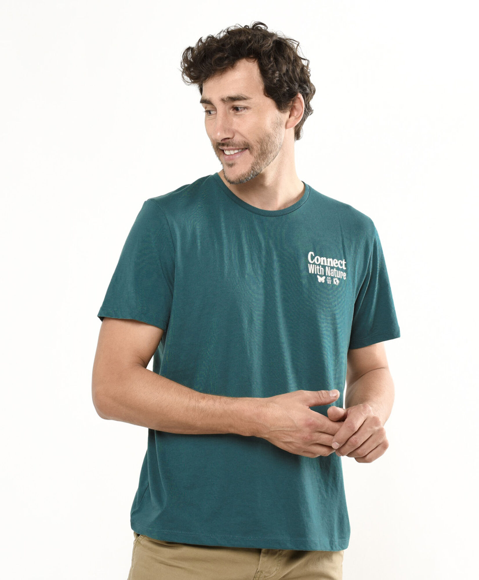 Polera hombre doble estampado nature Polera hombre doble estampado nature