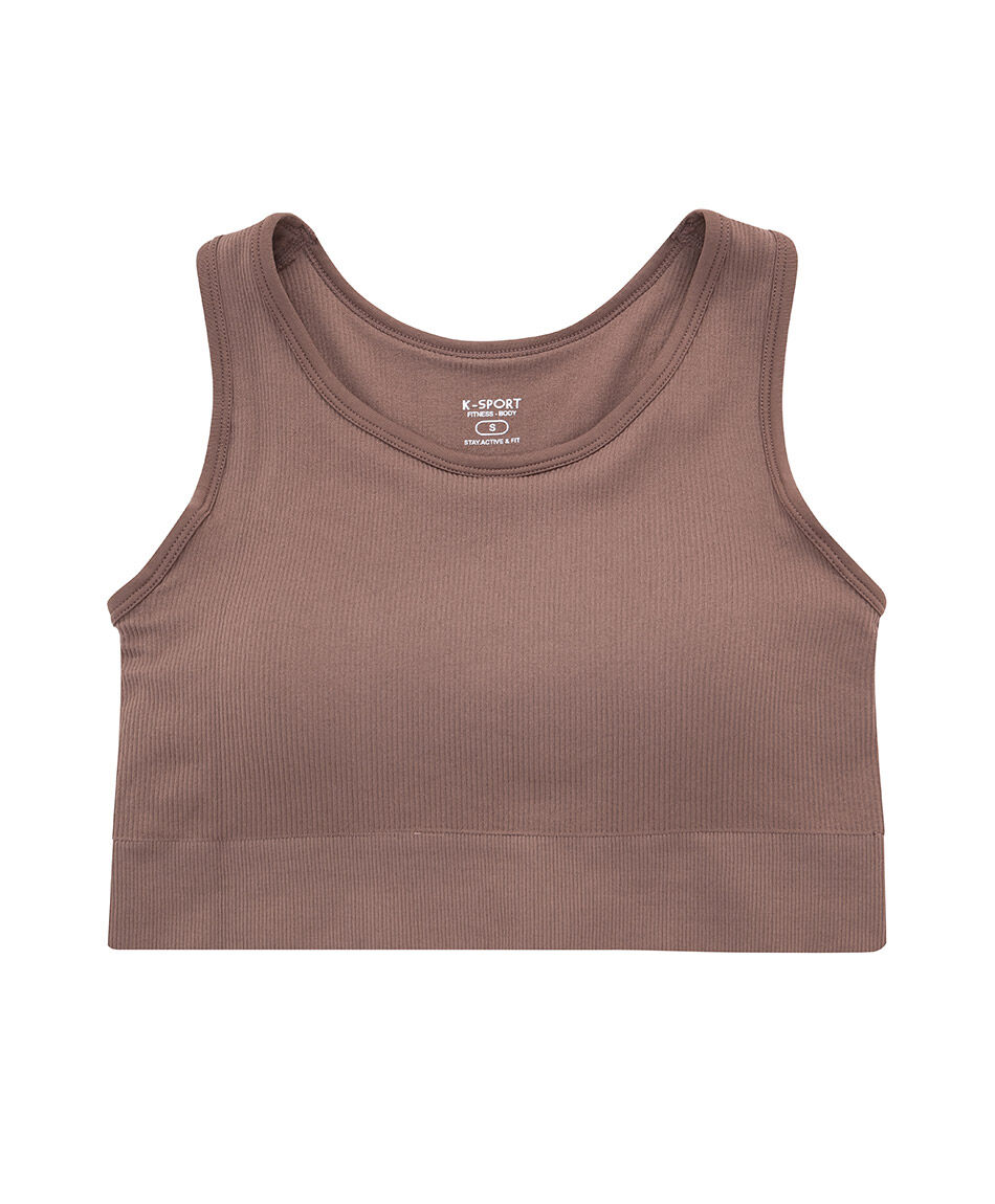 Peto deportivo mujer caf&eacute; seamless