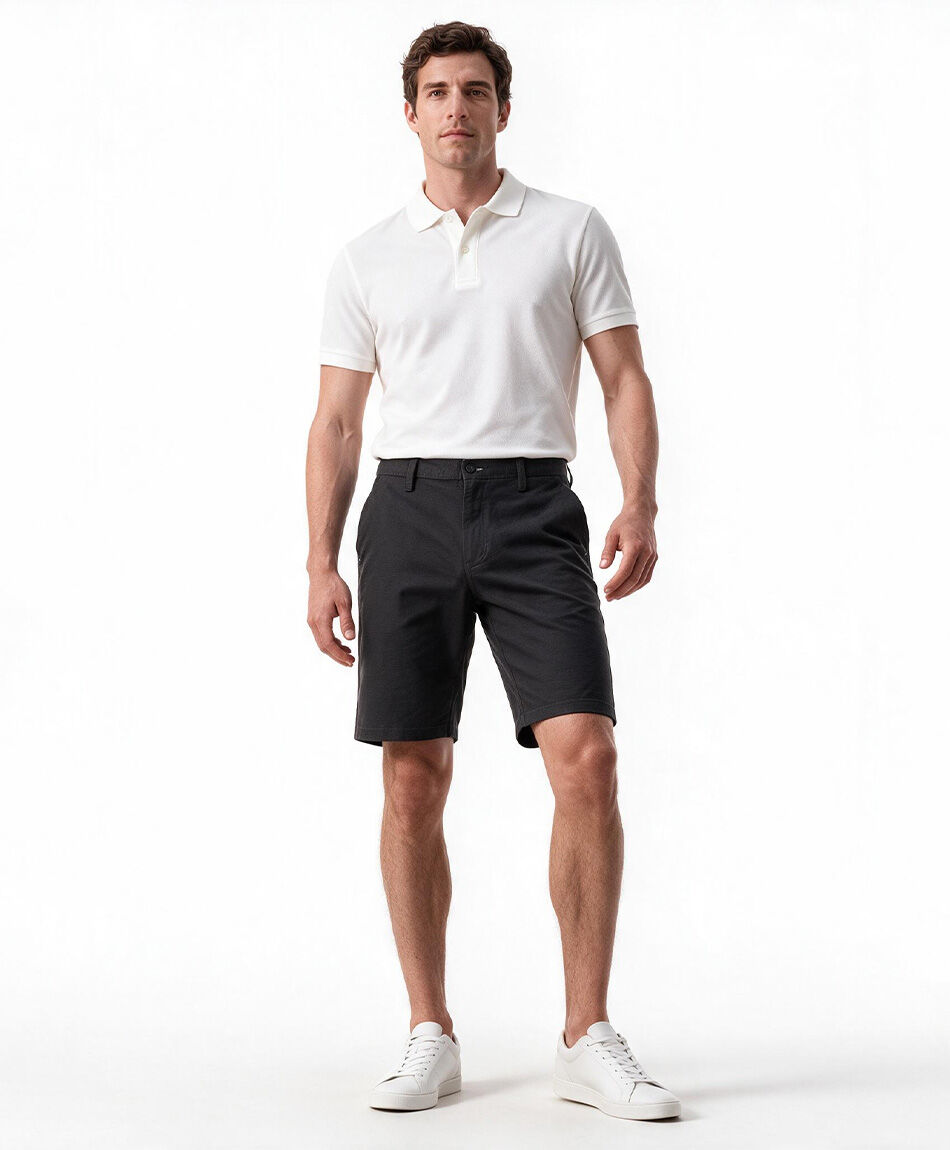 Short hombre bolsillos negro algod&oacute;n
