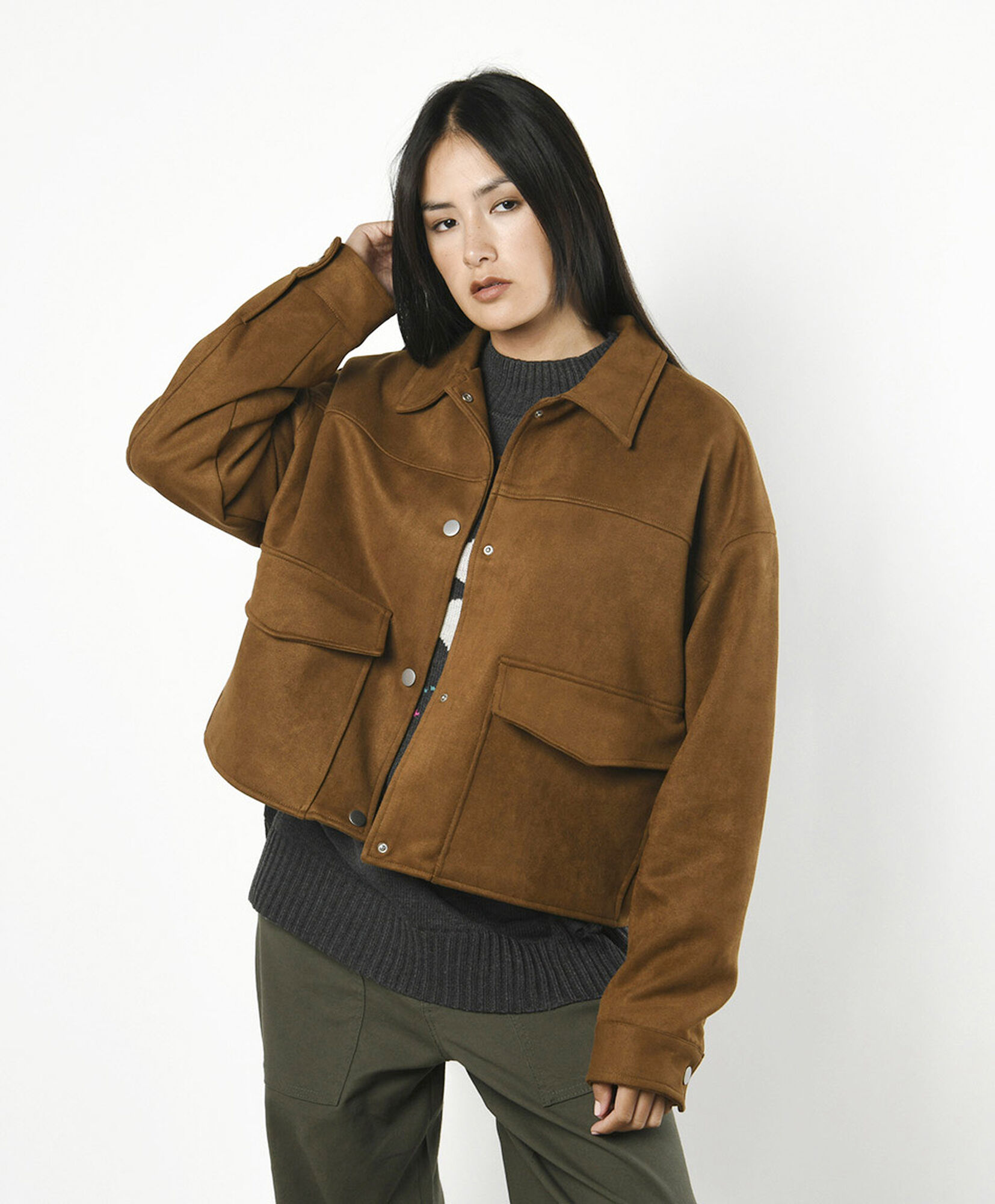 Chaqueta mujer suede bolsillos Chaqueta mujer suede bolsillos