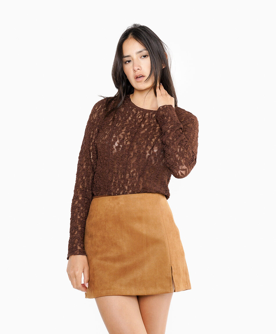 Mini falda mujer sarong suede