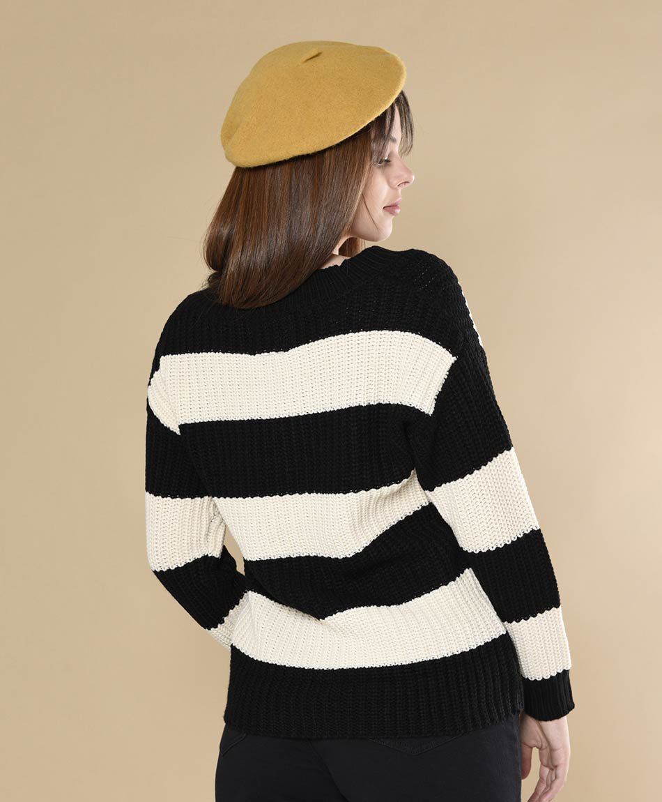 Sweater mujer bicolor franjas horizontales