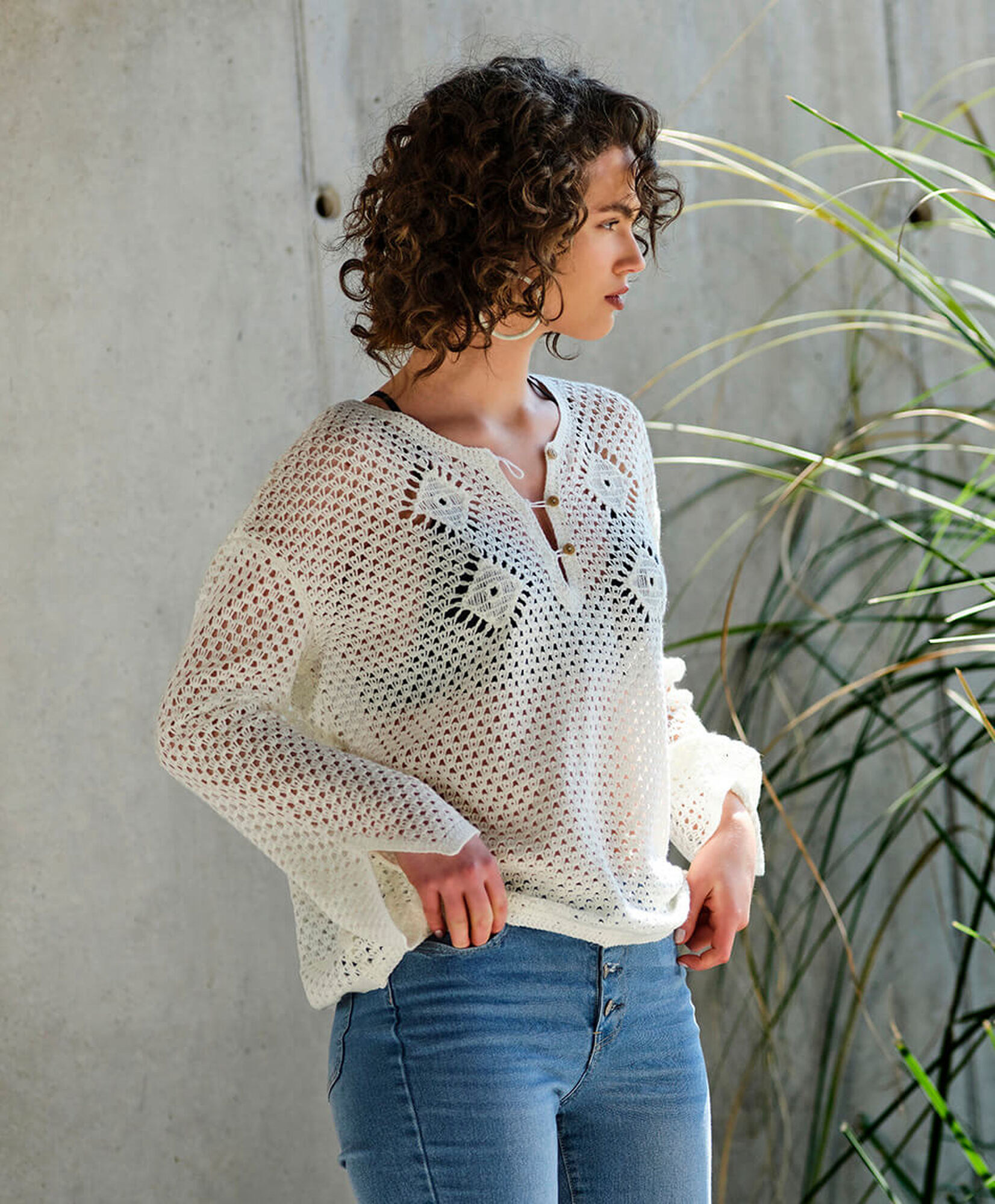Tejido mujer crochet calado botones Tejido mujer crochet calado botones